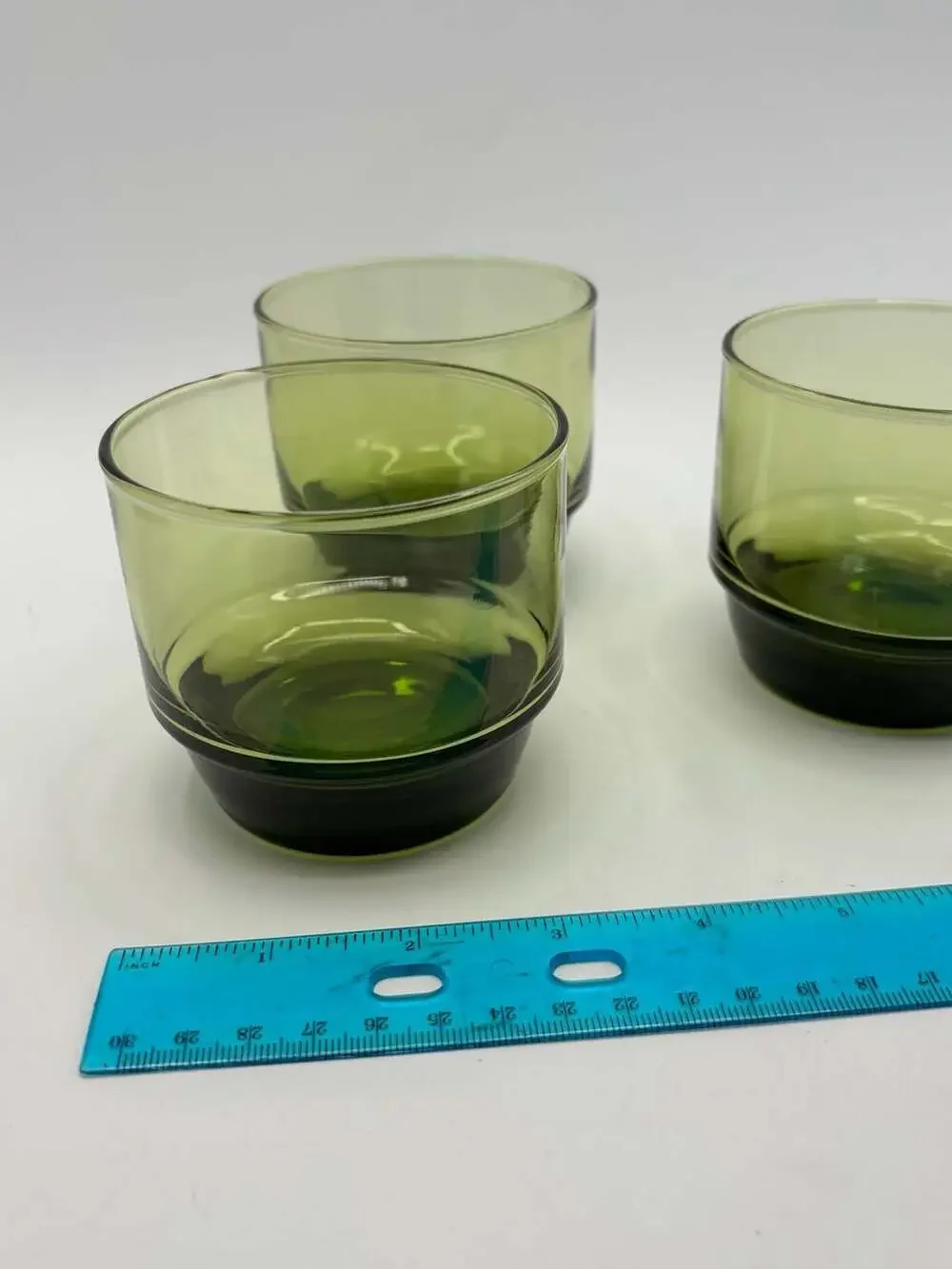 Vintage Mid-Century Modern Avocado Green Libbey glasses, Set of 3